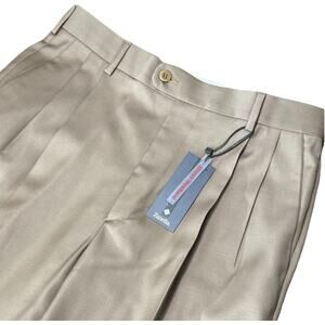NWT Zanella Bennett Pleated 100% Wool Tan/Olive Dress Pants Size 31 NEW